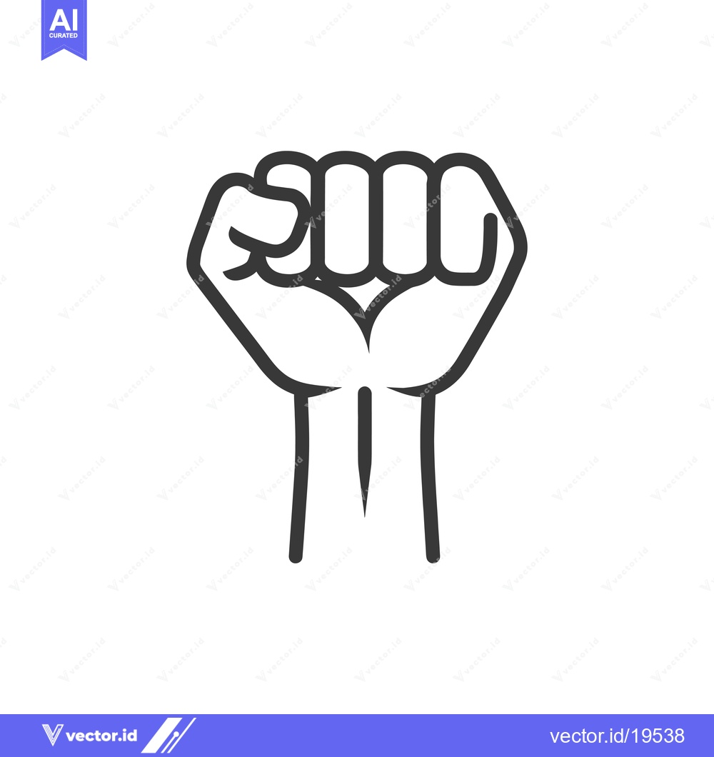 Premium Vector dari A simple line drawing of a clenched fist raised in the air
