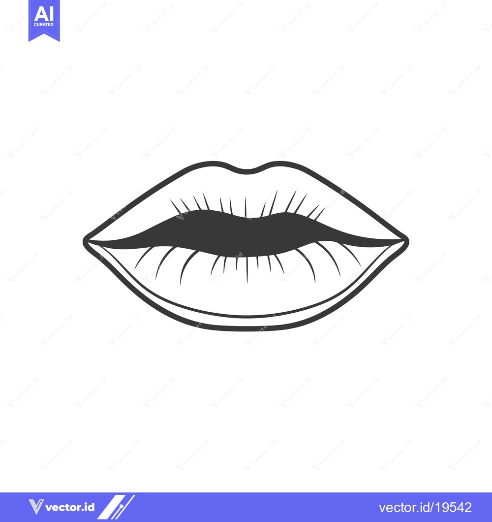 Premium Vector dari A simple line drawing of a closed mouth with a slightly parted lip