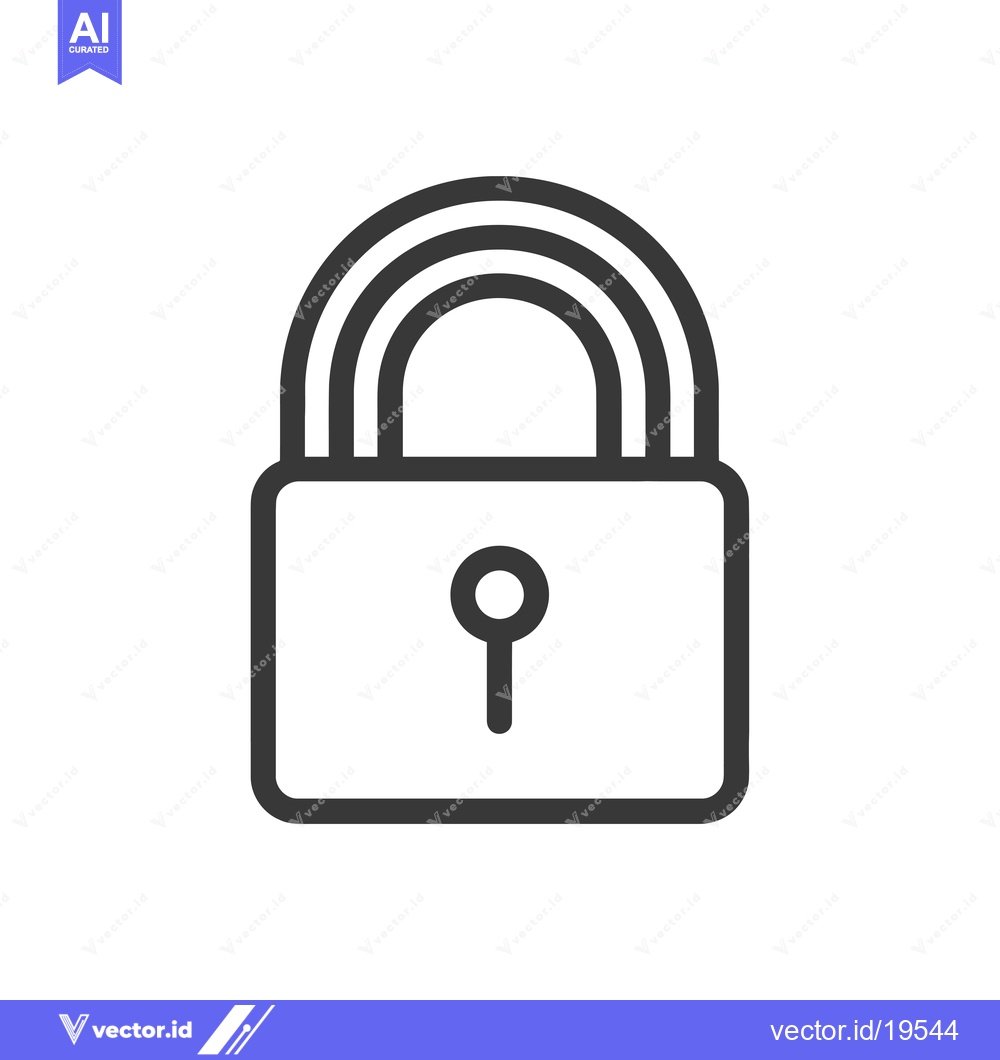 Premium Vector dari A simple line drawing of a closed padlock with a keyhole