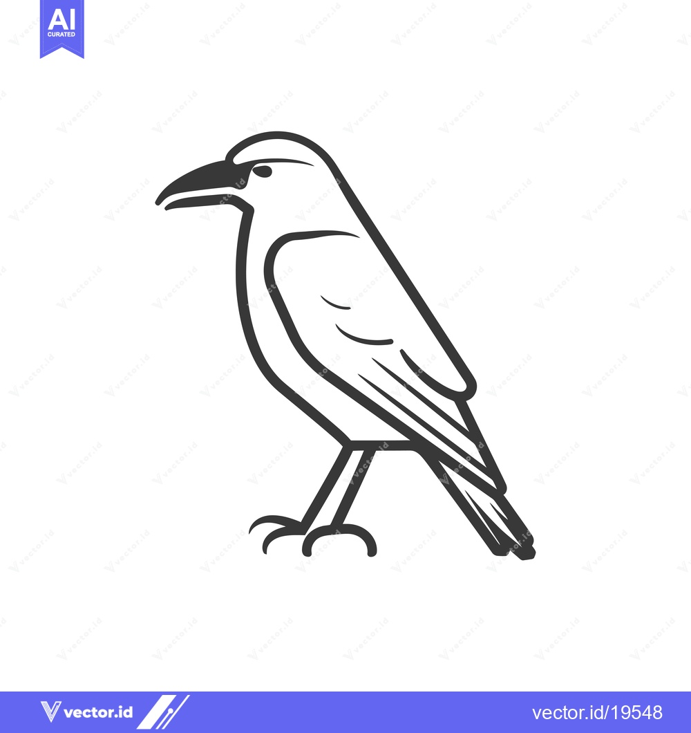 Premium Vector dari A Simple Line Drawing of a Crow