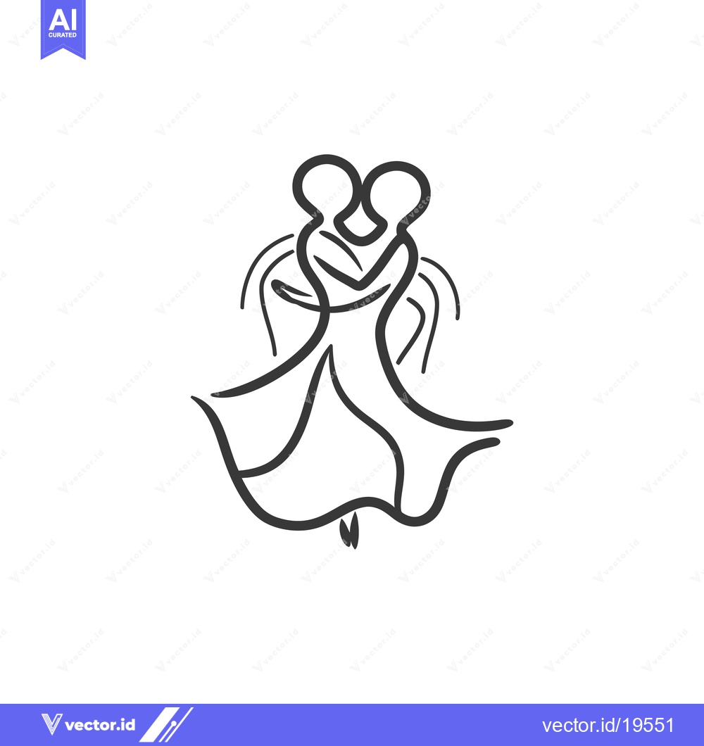 Premium Vector dari A Simple Line Drawing of a Dancing Couple