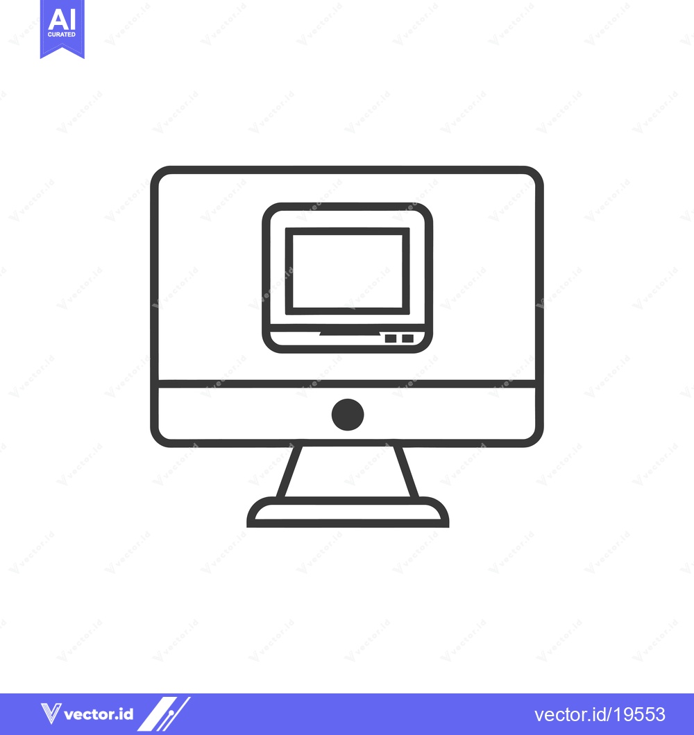 Premium Vector dari A Simple Line Drawing of a Desktop Computer