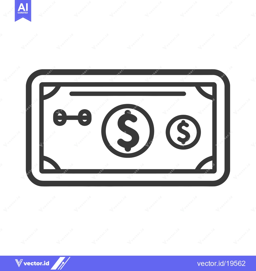 Premium Vector dari A Simple Line Drawing of a Dollar Bill