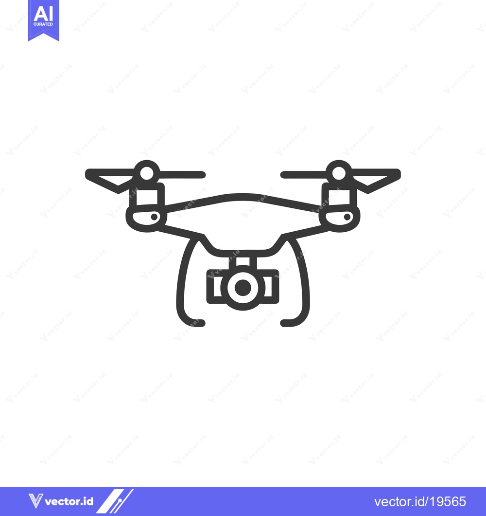 Premium Vector dari A Simple Line Drawing of a Drone with a Camera