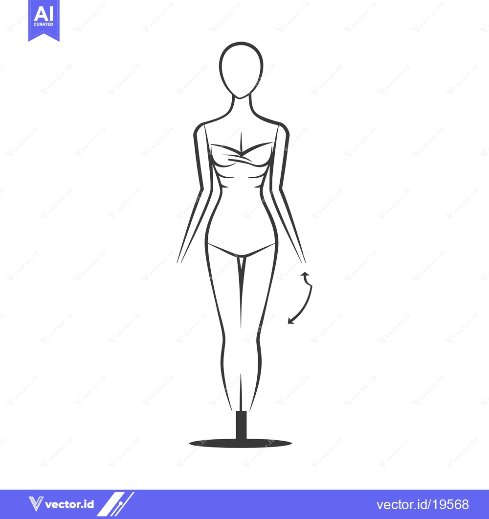 Premium Vector of A Simple Line Drawing of a Female Mannequin on a Stand