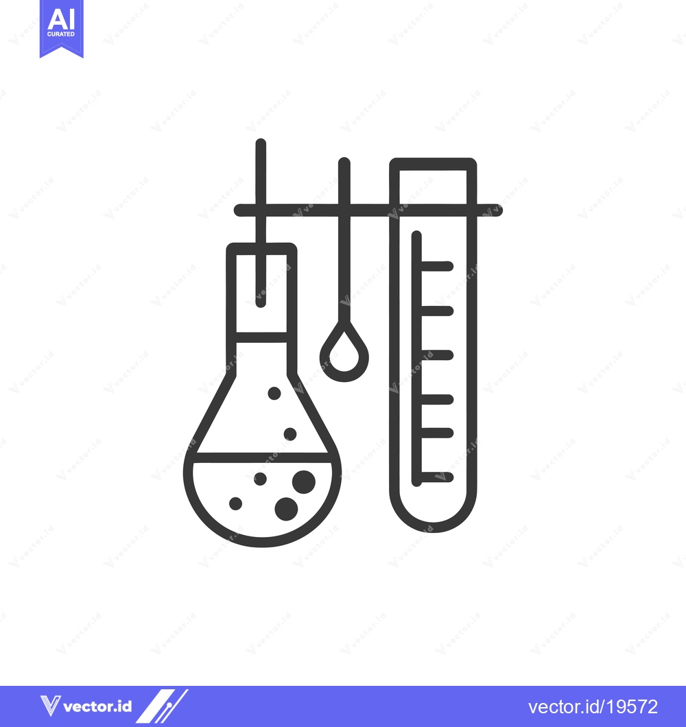 Premium Vector dari A Simple Line Drawing of a Flask, a Dropper, and a Graduated Cylinder
