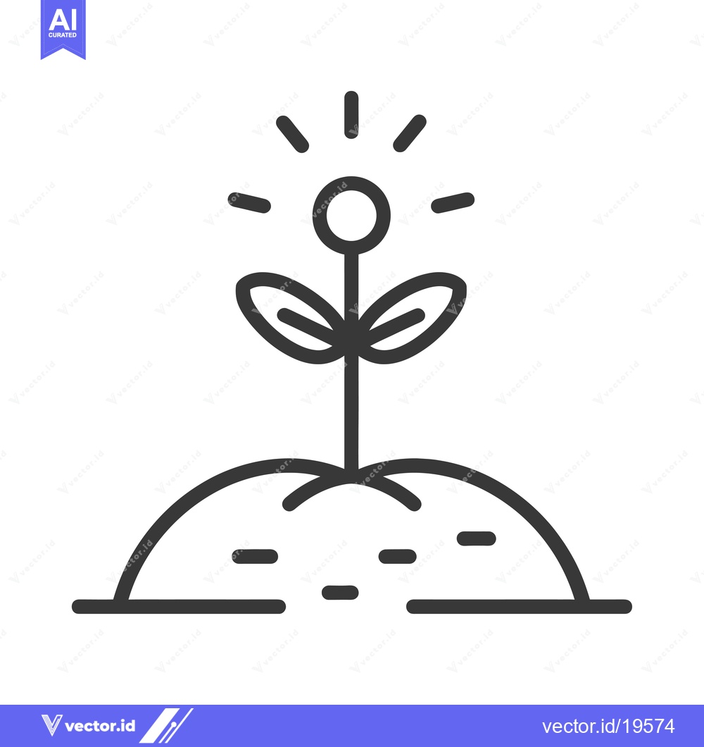 Premium Vector dari A Simple Line Drawing of a Flower with a Shining Top Growing from the