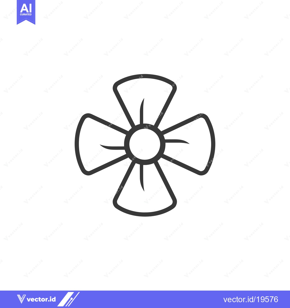 Premium Vector dari A simple line drawing of a four-bladed fan.