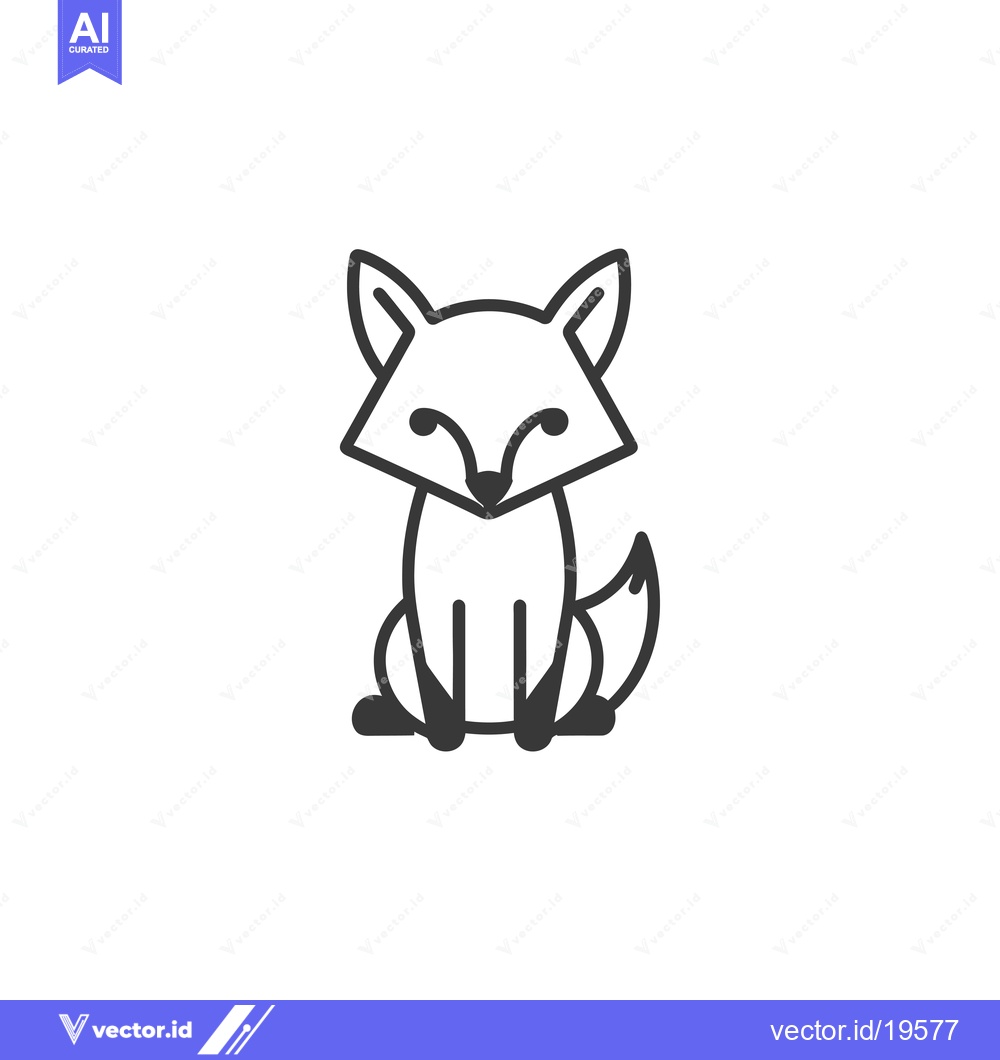 Premium Vector dari A simple line drawing of a fox sitting on its haunches