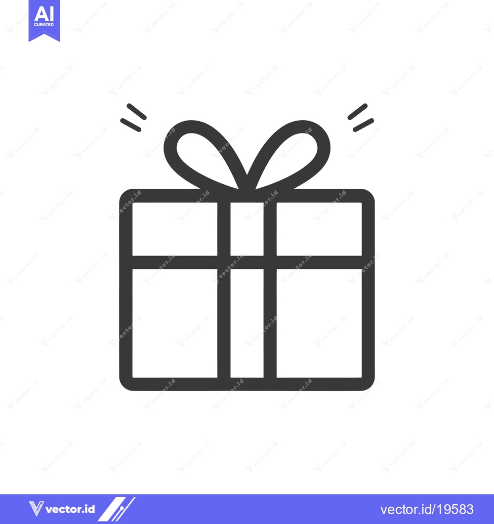Premium Vector dari A simple line drawing of a gift box with a bow