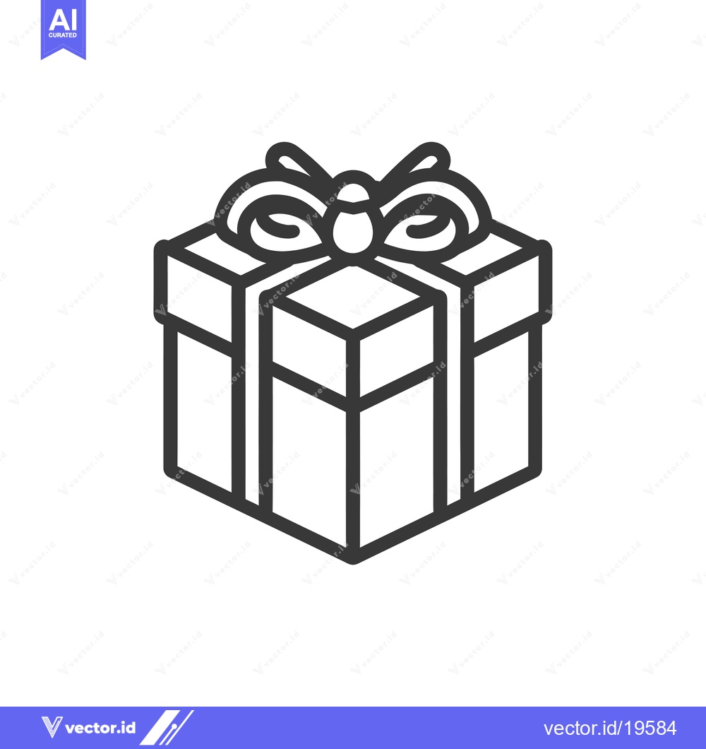 Premium Vector dari A simple line drawing of a gift box with a bow