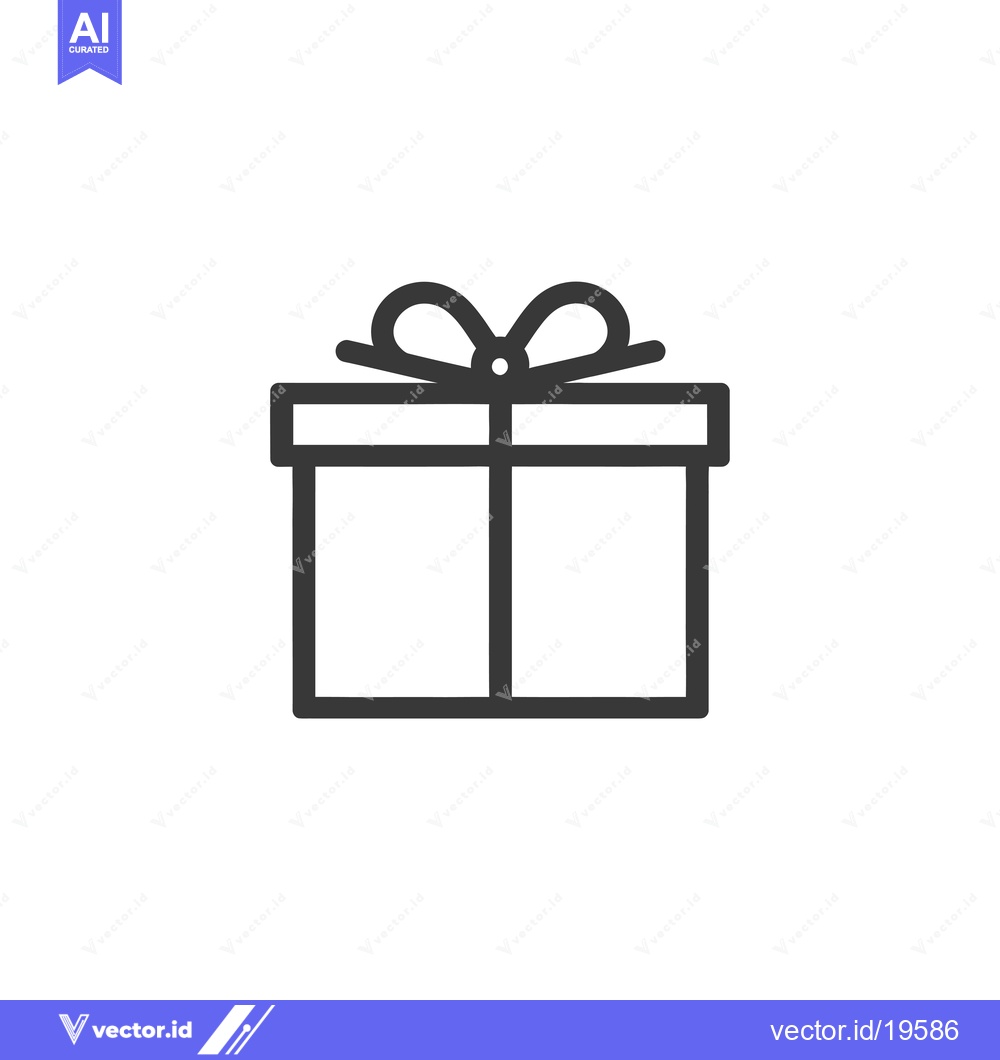 Premium Vector of A Simple Line Drawing of a Gift Box with a Bow