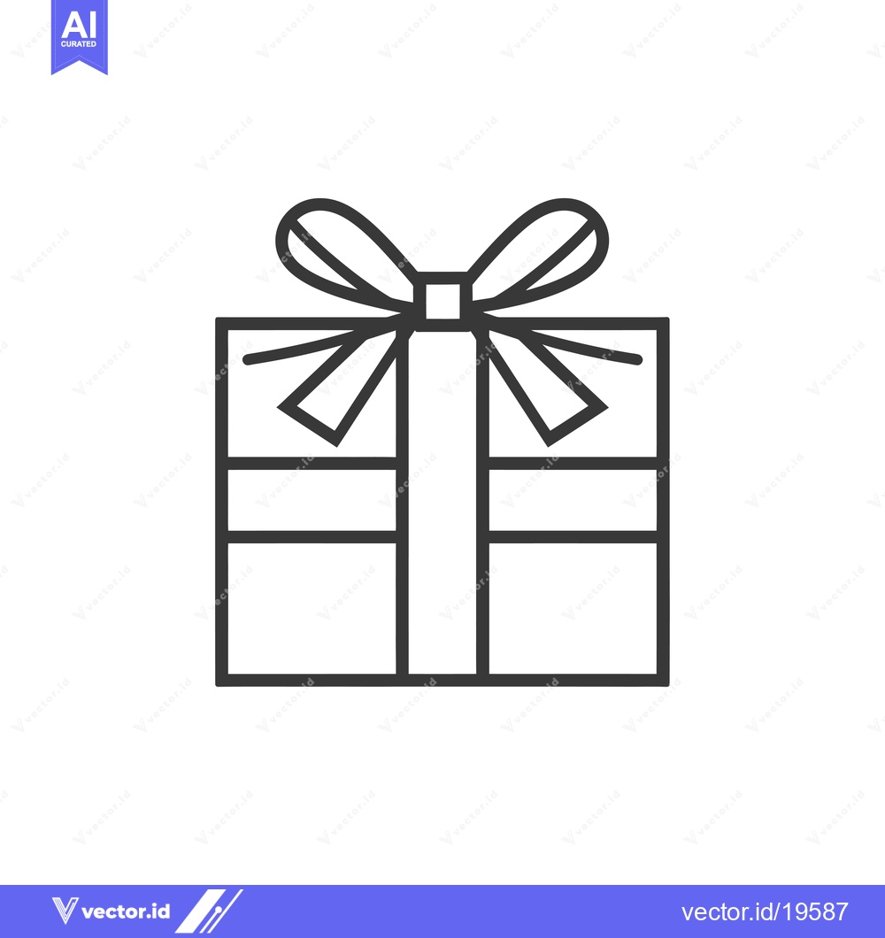 Premium Vector of A Simple Line Drawing of a Gift Box with a Bow