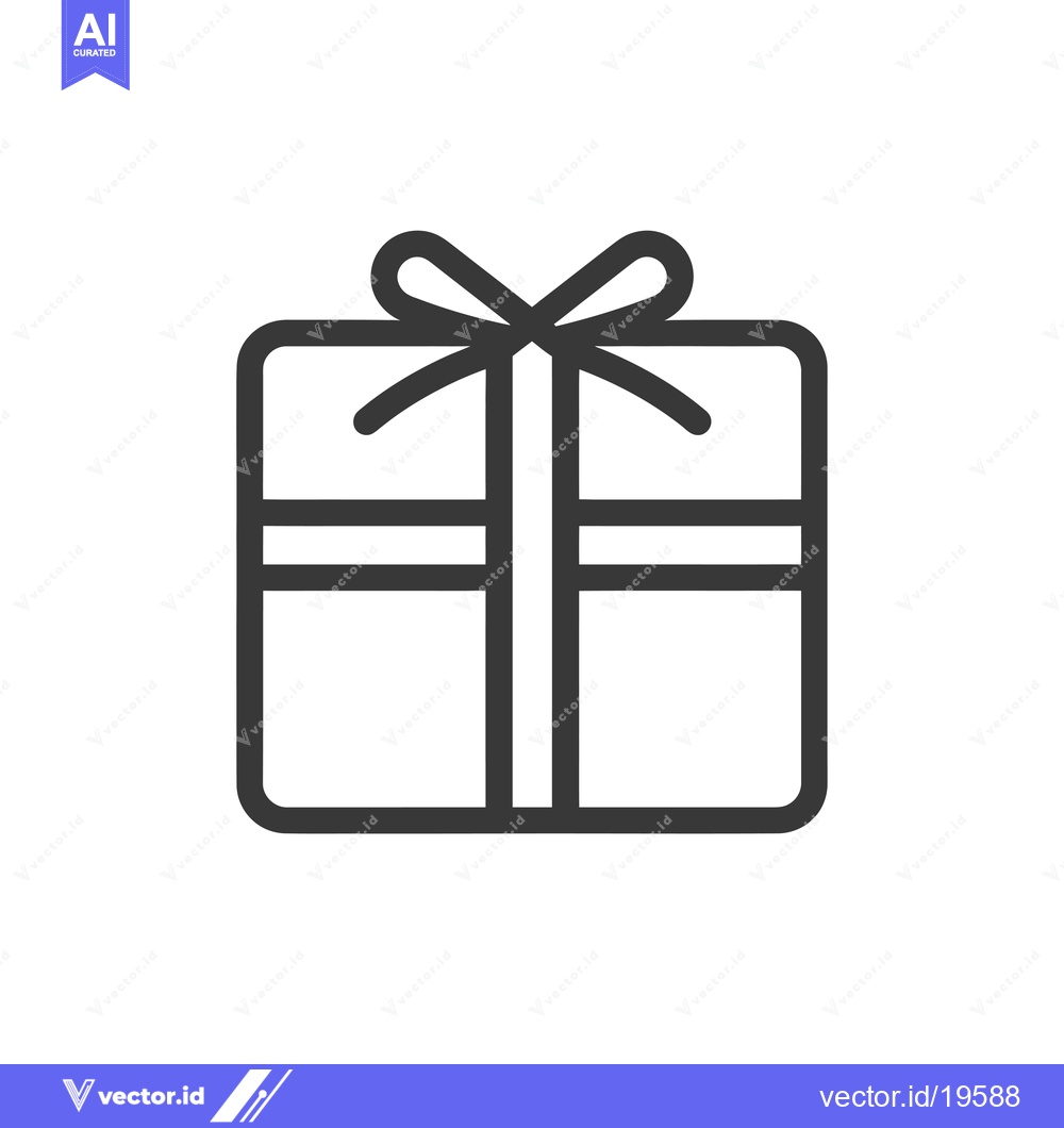 Premium Vector of A simple line drawing of a gift box with a bow