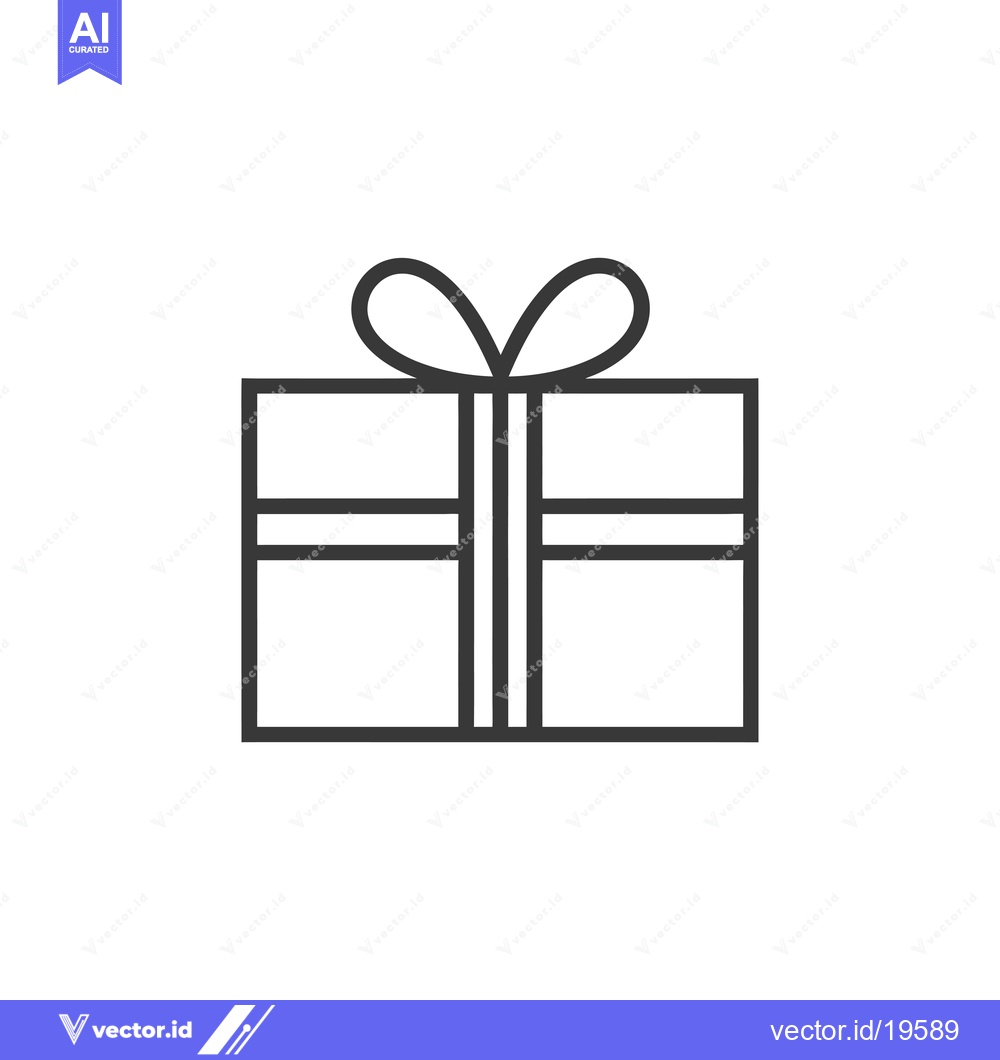 Premium Vector of A simple line drawing of a gift box with a bow