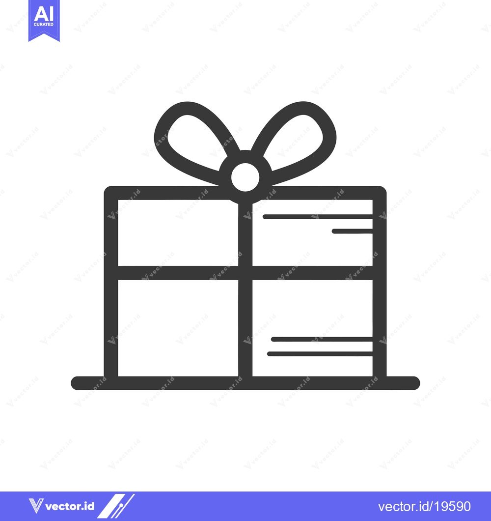 Premium Vector dari A Simple Line Drawing of a Gift Box with a Bow