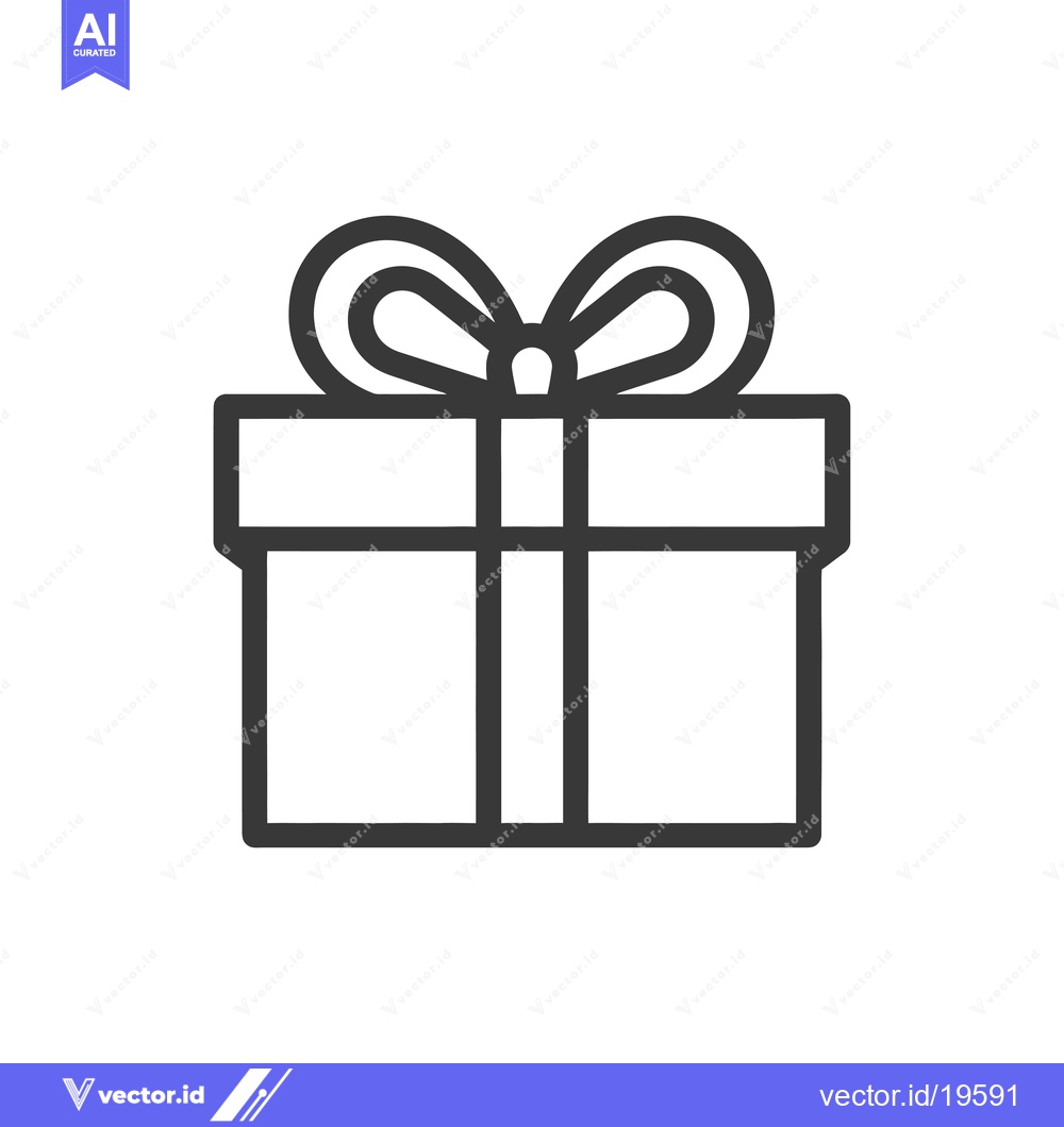 Premium Vector dari A Simple Line Drawing of a Gift Box with a Bow