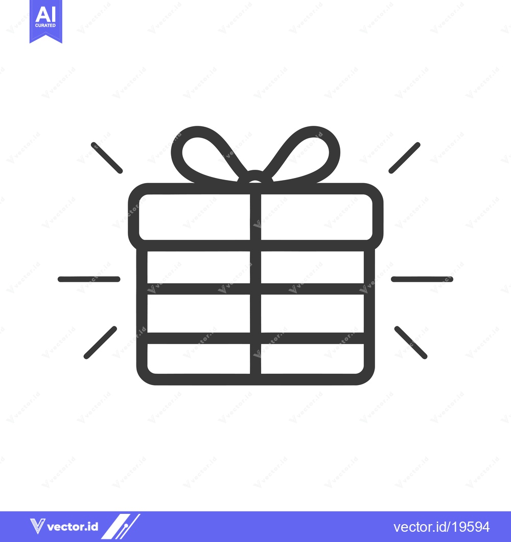 Premium Vector dari A simple line drawing of a gift box with a bow and sparkles
