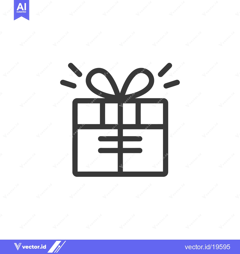 Premium Vector dari A simple line drawing of a gift box with a bow on top