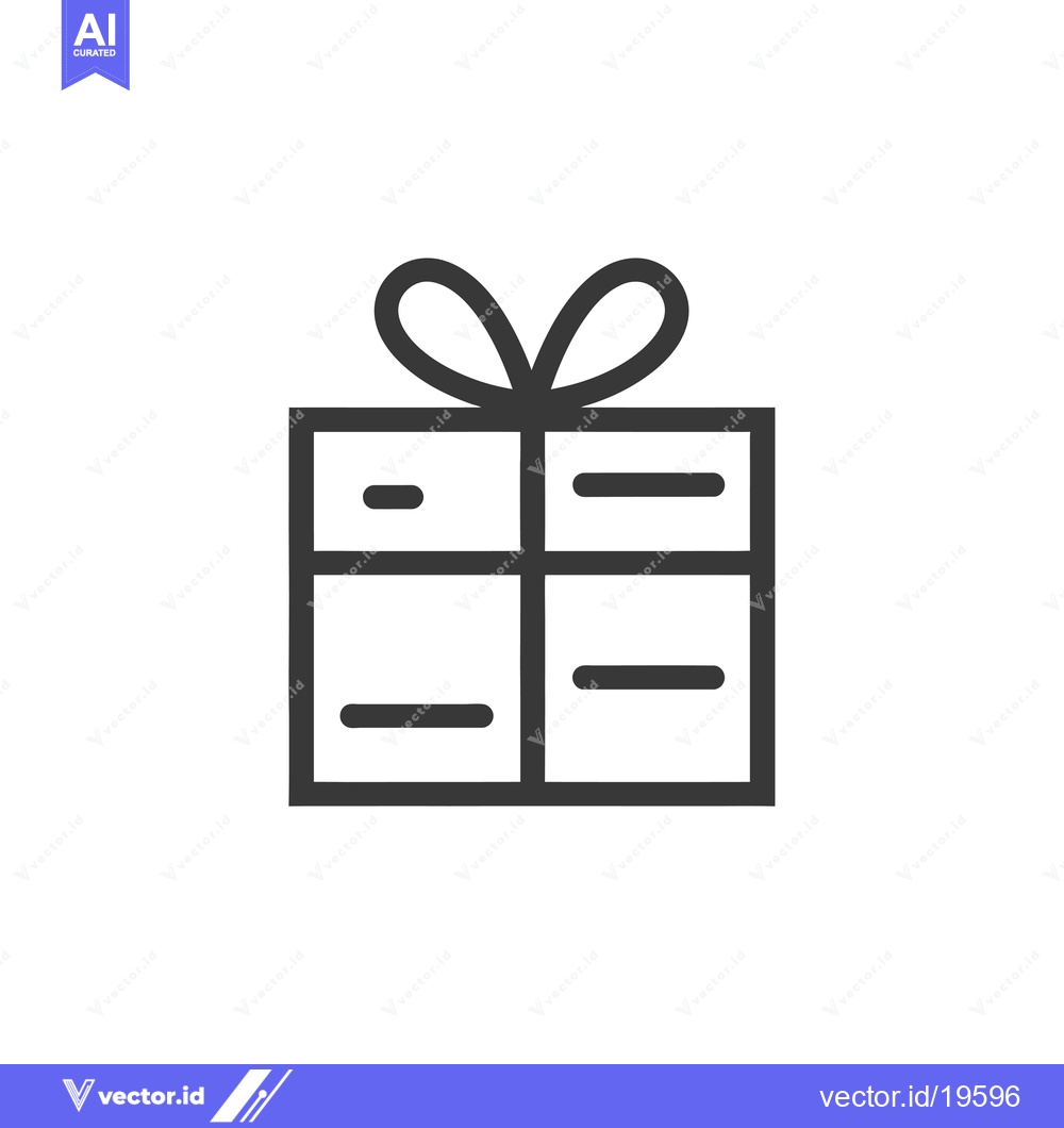 Premium Vector dari A simple line drawing of a gift box with a bow on top