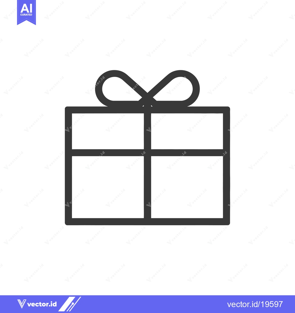 Premium Vector dari A simple line drawing of a gift box with a bow on top