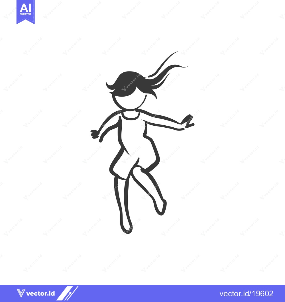 Premium Vector of A Simple Line Drawing of a Girl Jumping