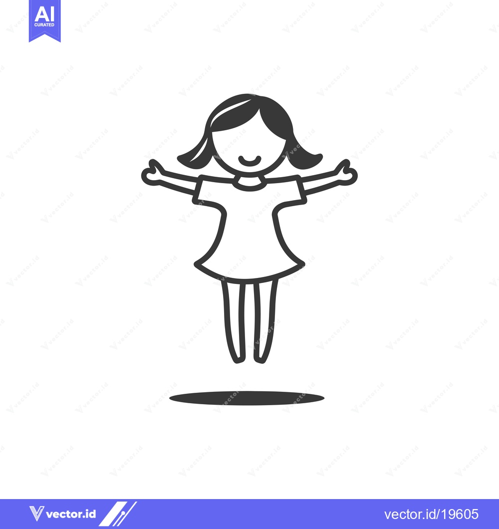 Premium Vector dari A Simple Line Drawing of a Girl with Open Arms