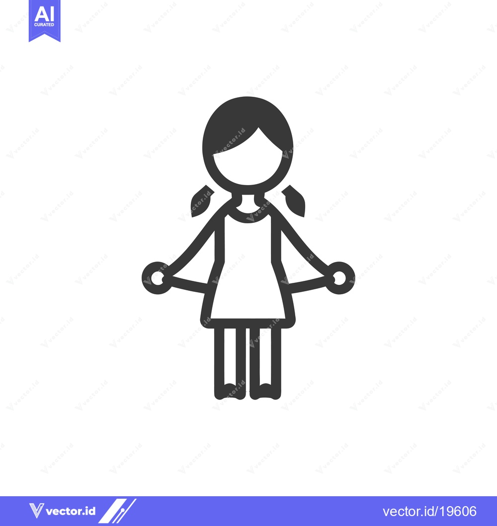 Premium Vector of A simple line drawing of a girl with pigtails