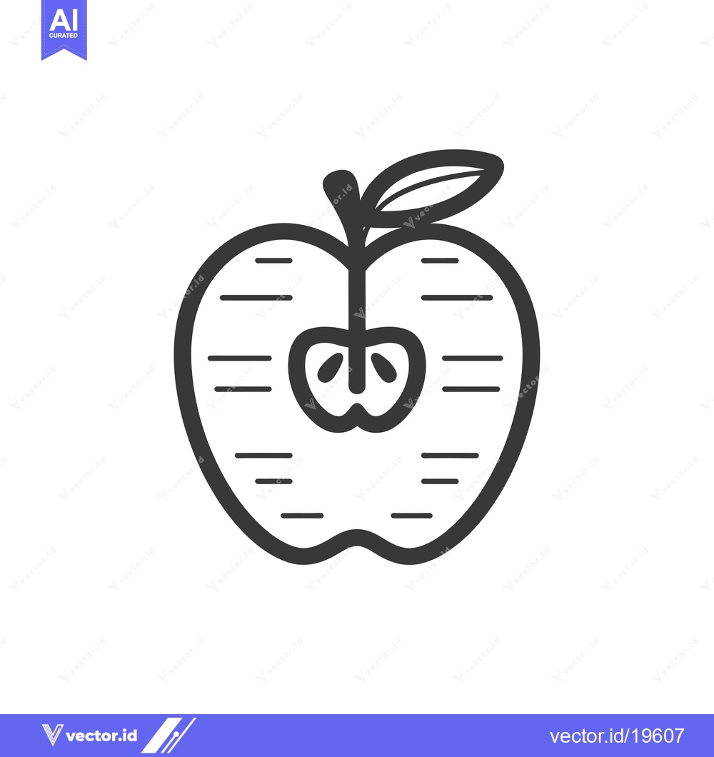 Premium Vector dari A Simple Line Drawing of a Half-Eaten Apple with a Leaf