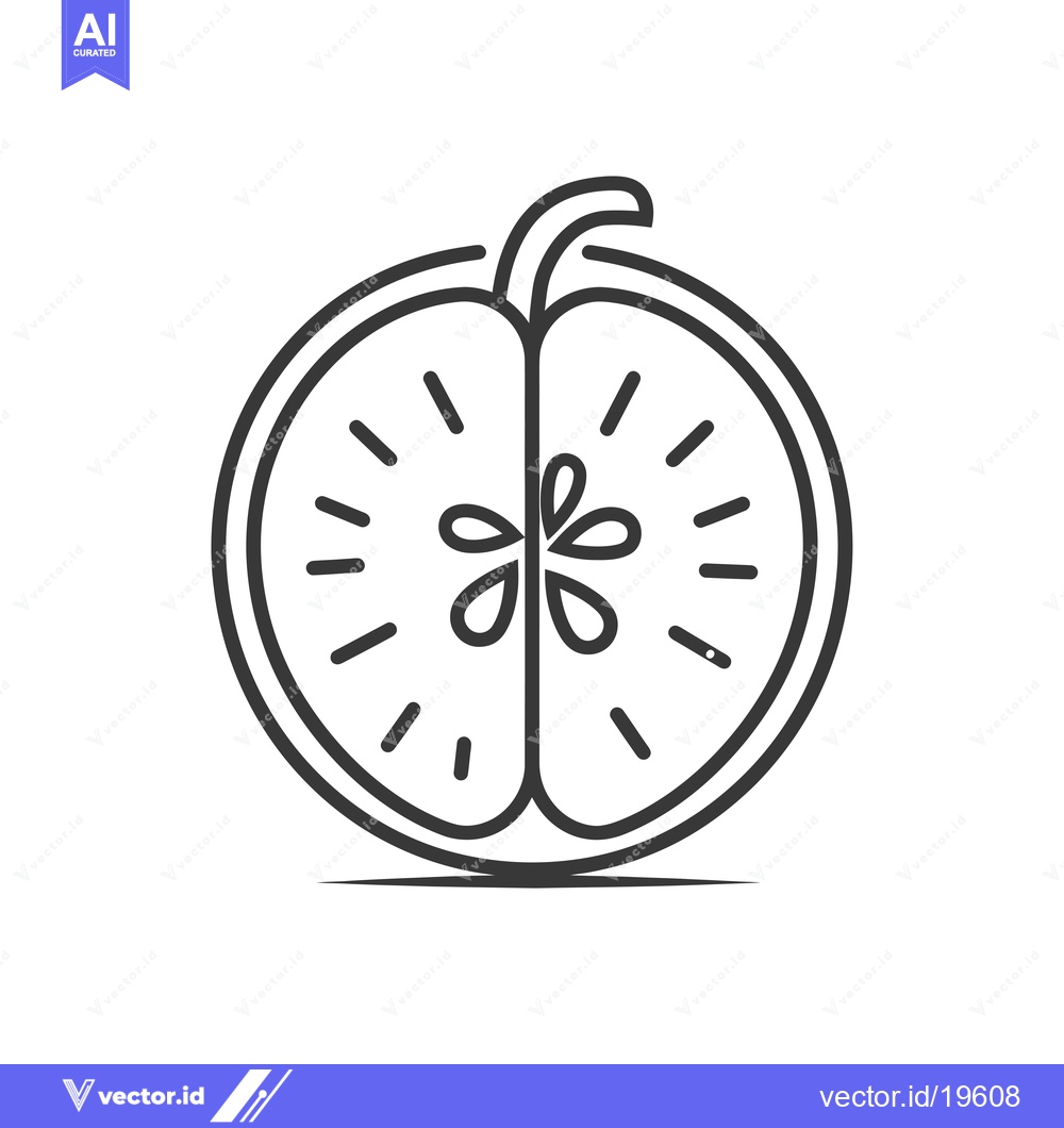 Premium Vector dari A Simple Line Drawing of a Halved Apple