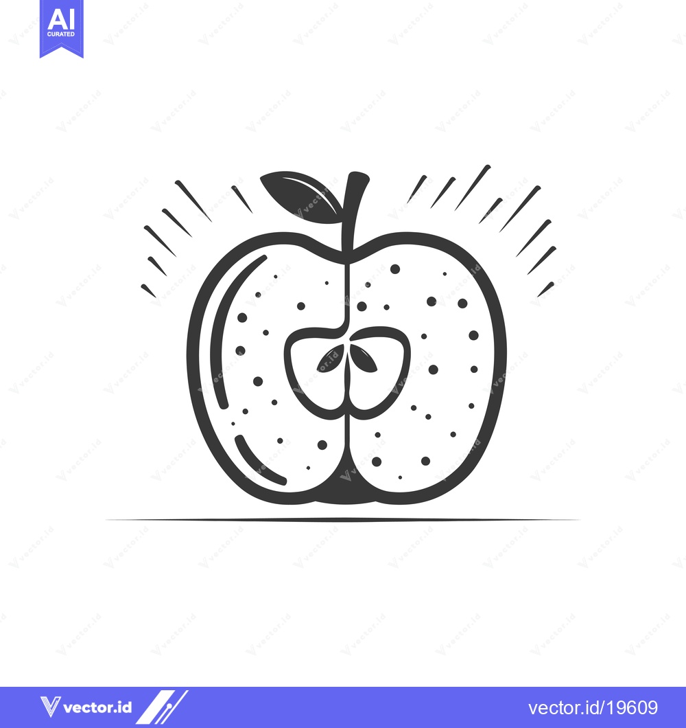 Premium Vector dari A Simple Line Drawing of a Halved Apple