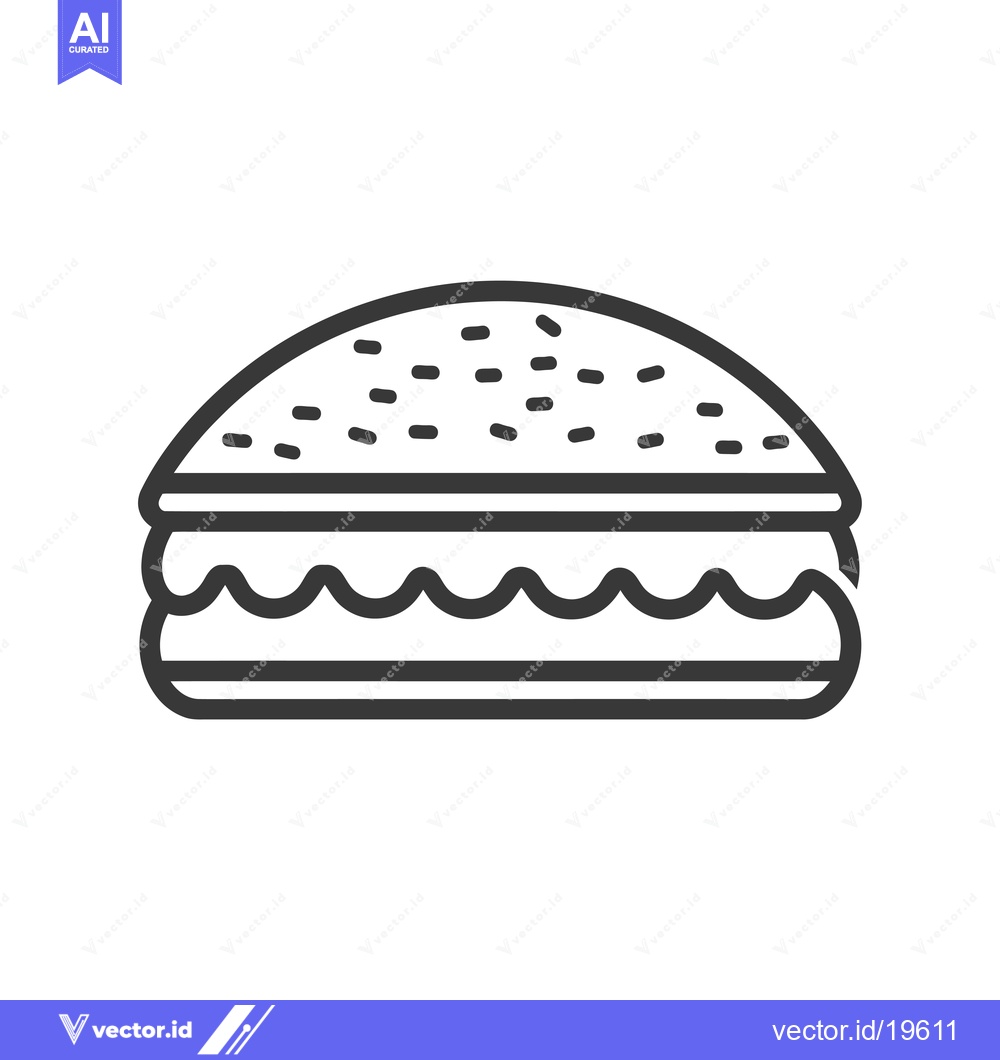 Premium Vector of A Simple Line Drawing of a Hamburger