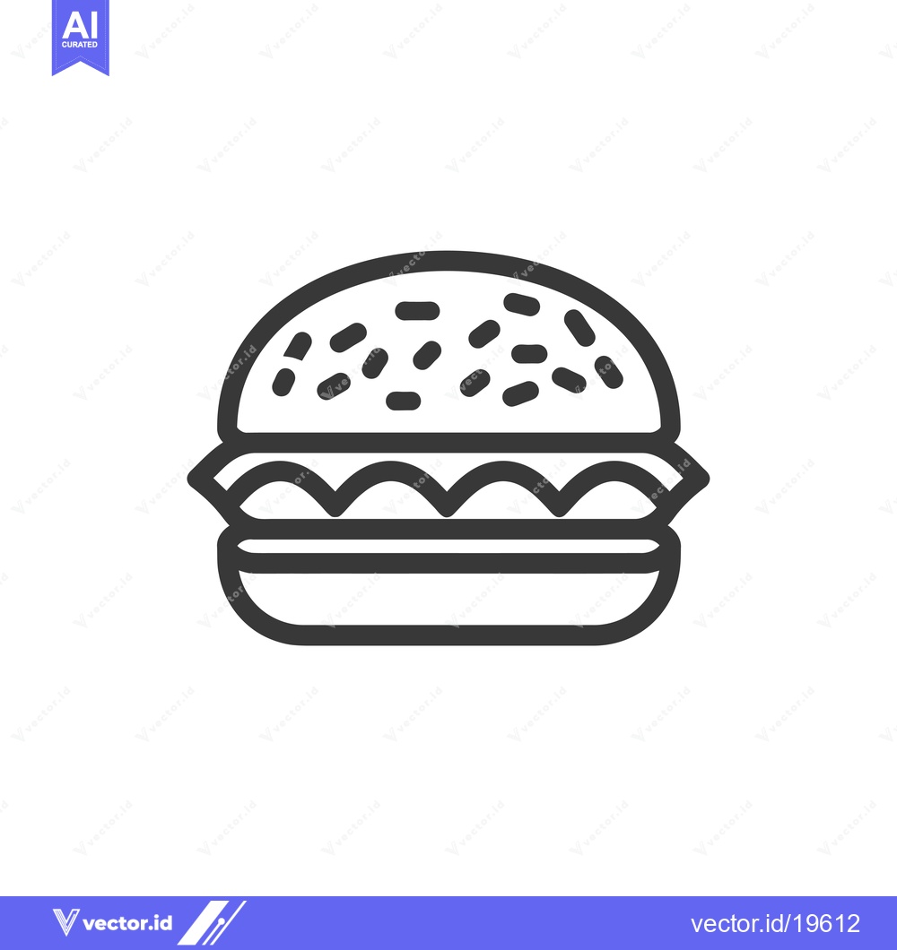 Premium Vector dari A Simple Line Drawing of a Hamburger