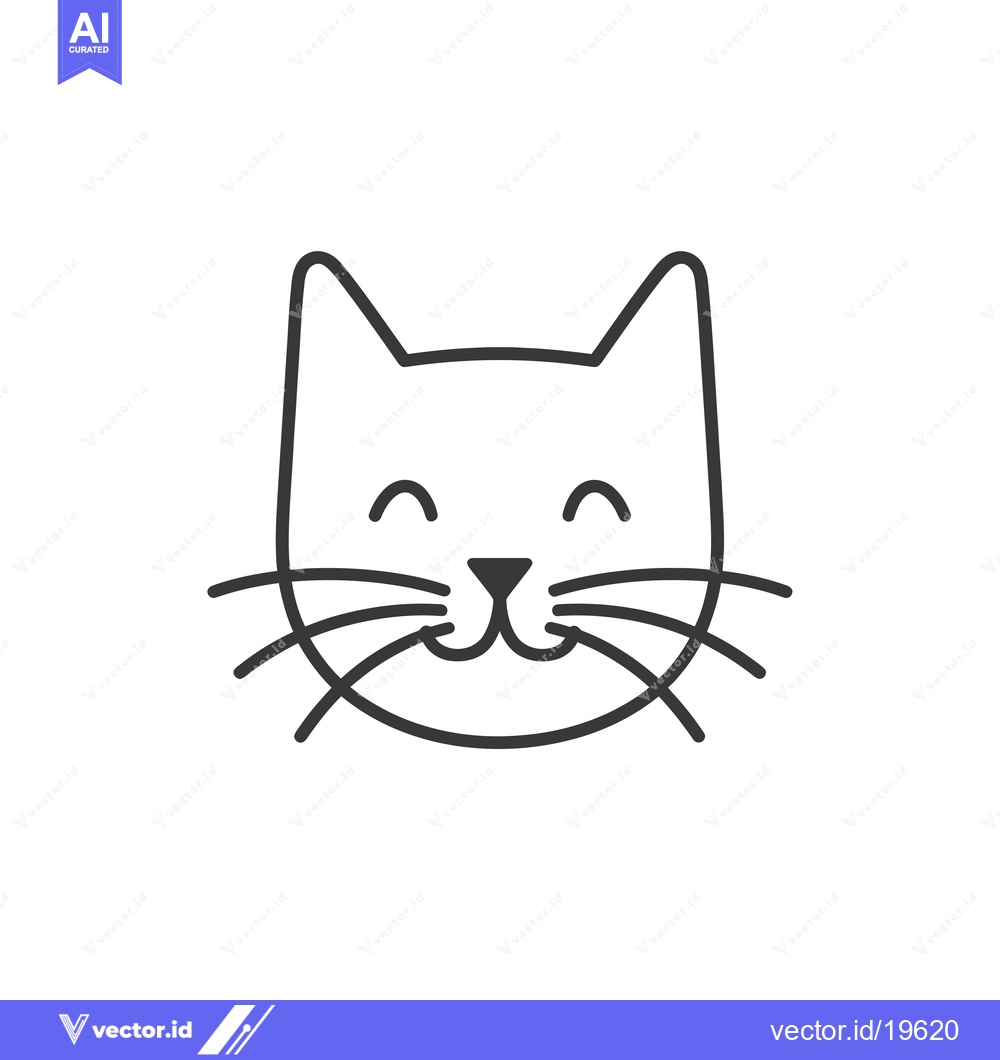 Premium Vector dari A simple line drawing of a happy cat face