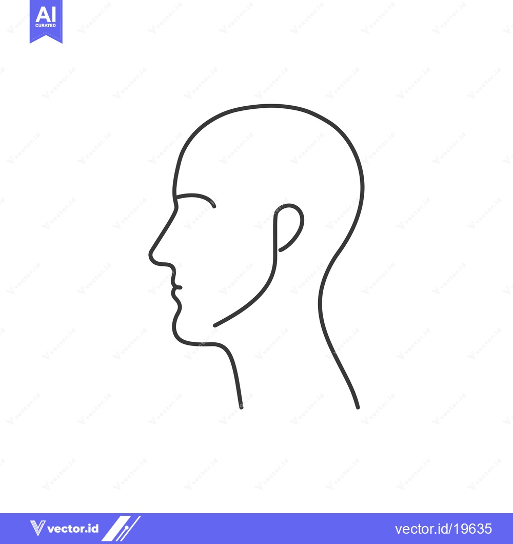 Premium Vector dari A simple line drawing of a human head in profile