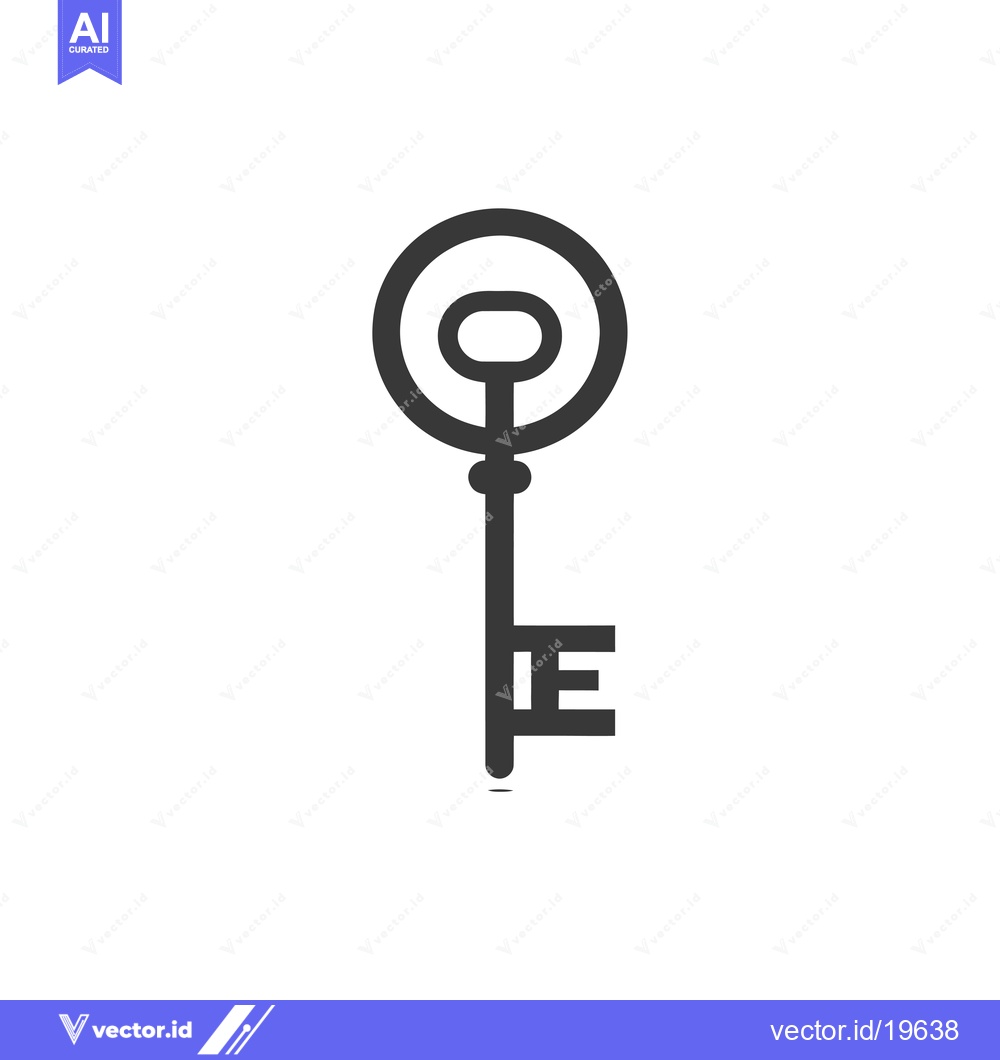 Premium Vector dari A simple line drawing of a key with a circle around the top