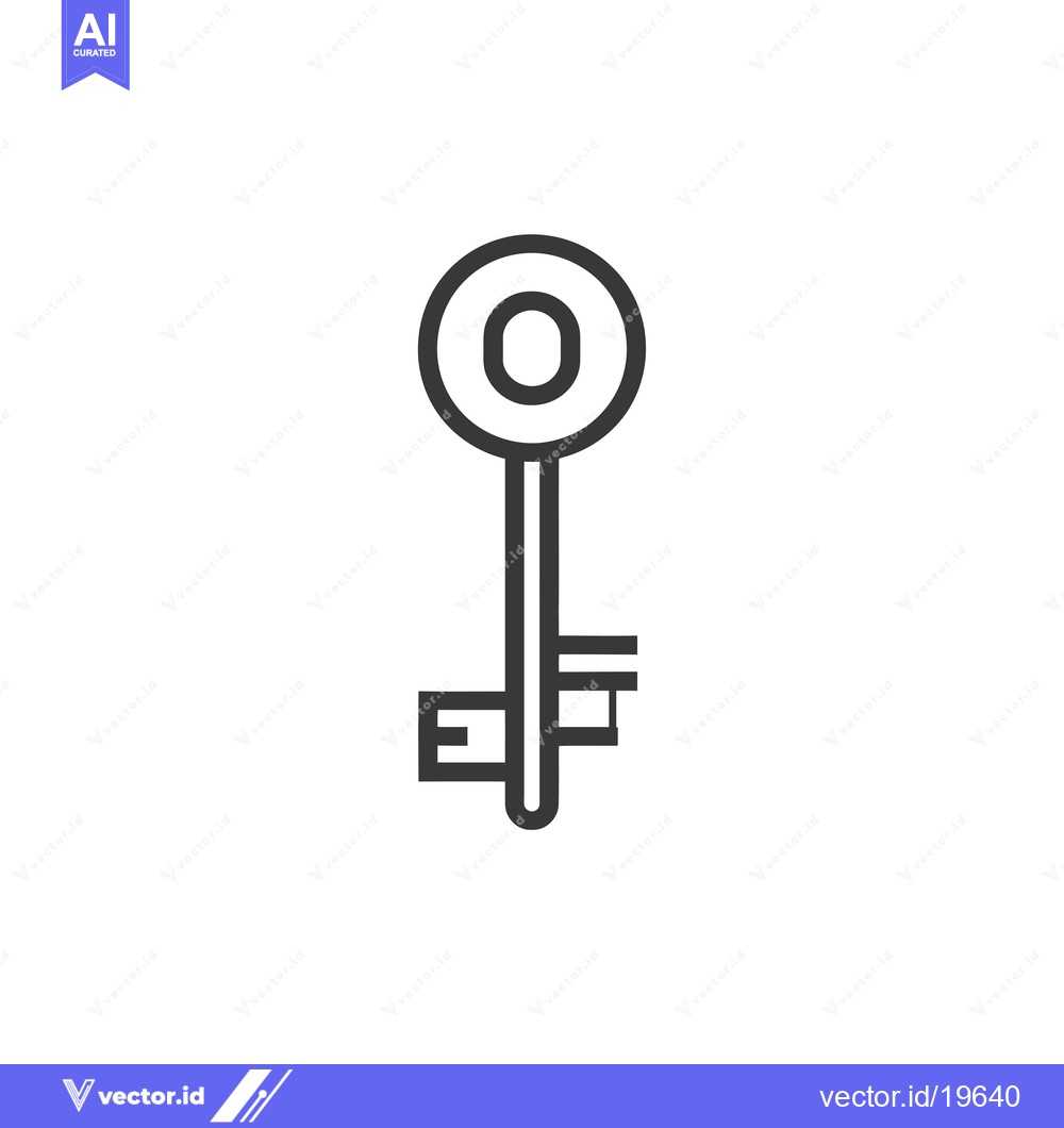 Premium Vector dari A simple line drawing of a key with a rounded head