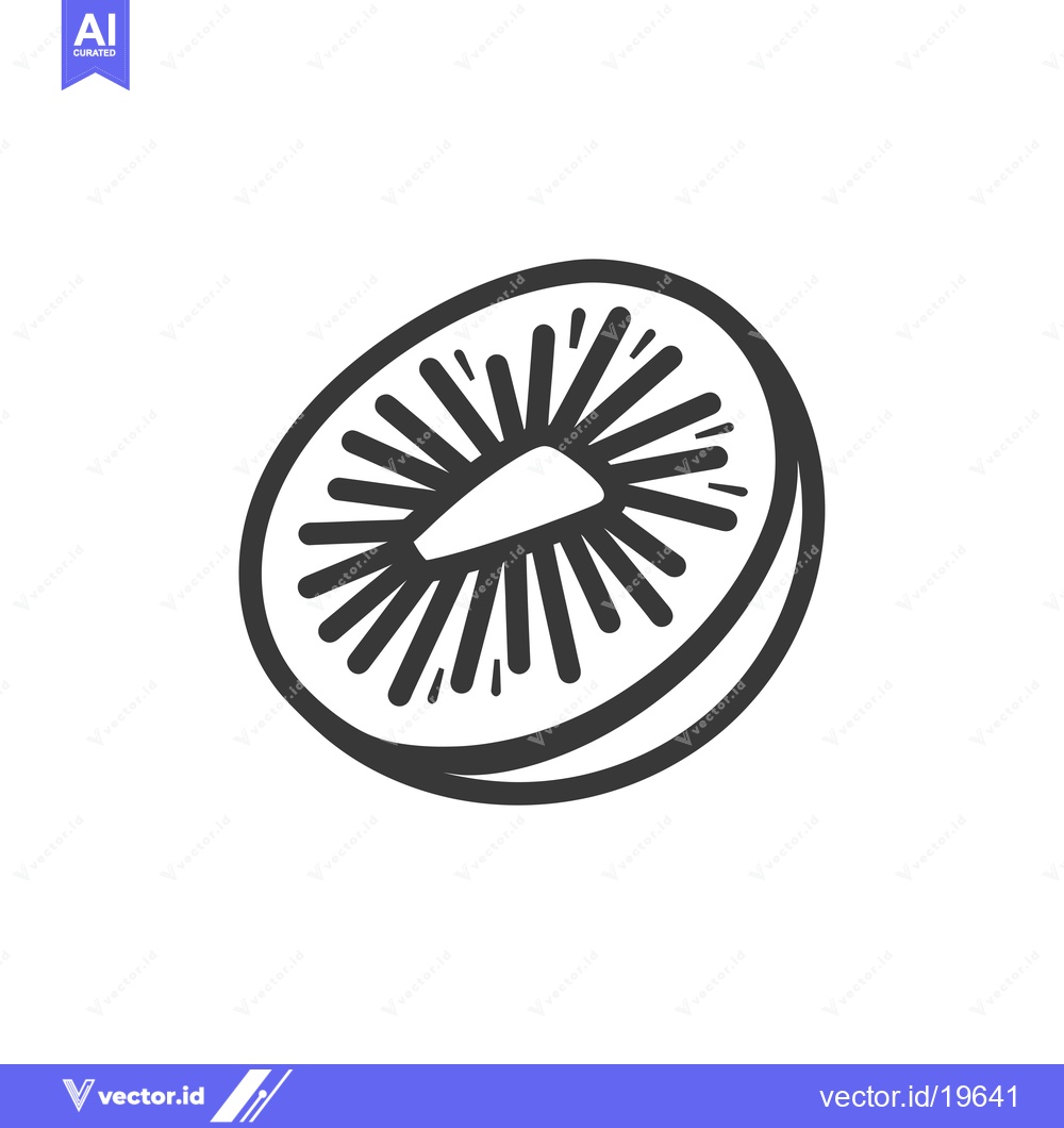 Premium Vector of A Simple Line Drawing of a Kiwi Fruit Slice