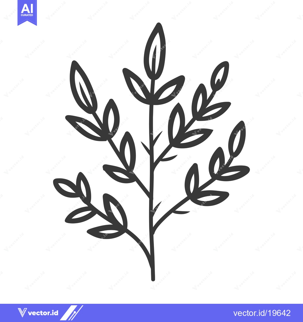 Premium Vector of A simple line drawing of a leafy branch with multiple leaves