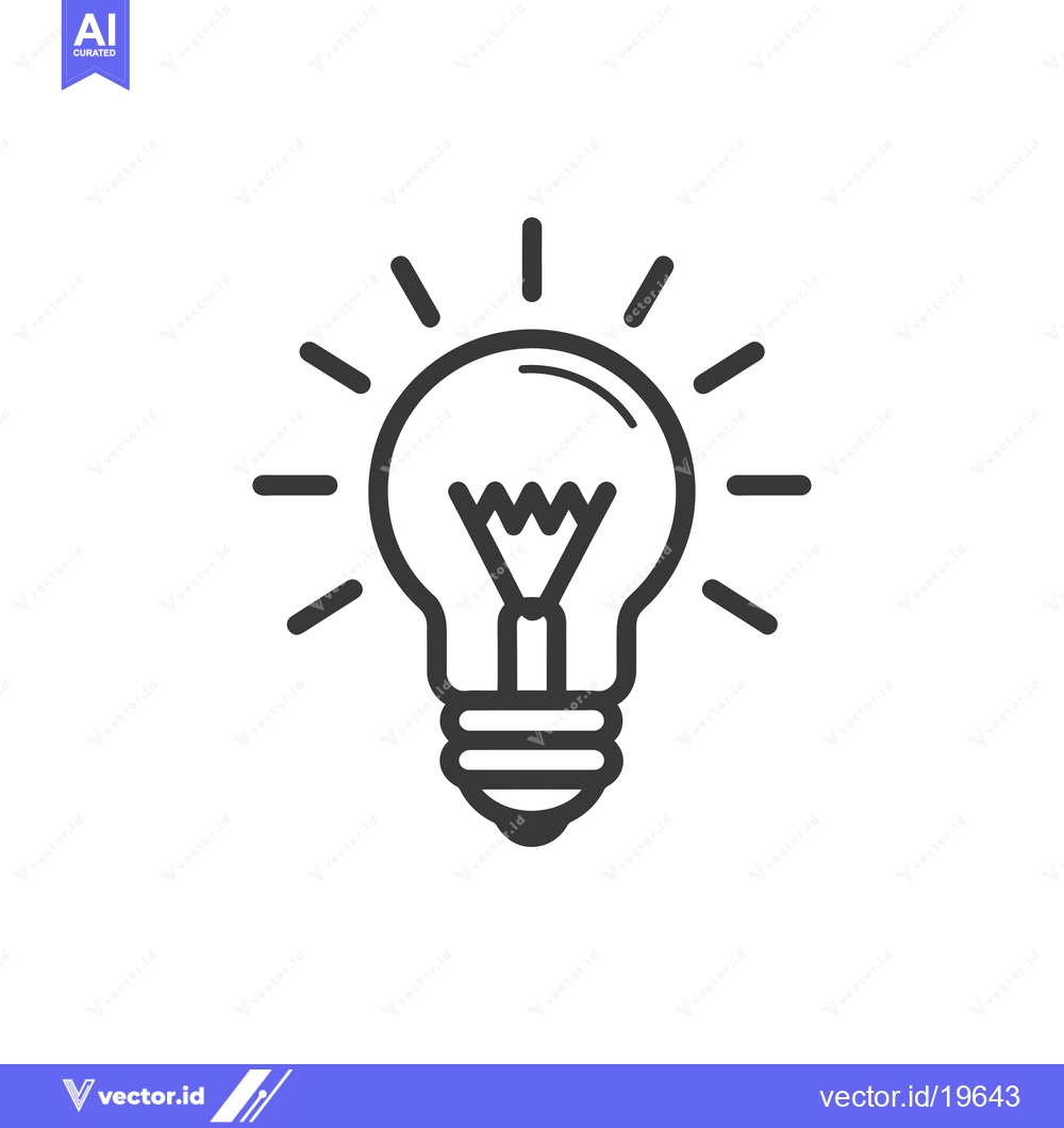 Premium Vector dari A Simple Line Drawing of a Light Bulb with Rays