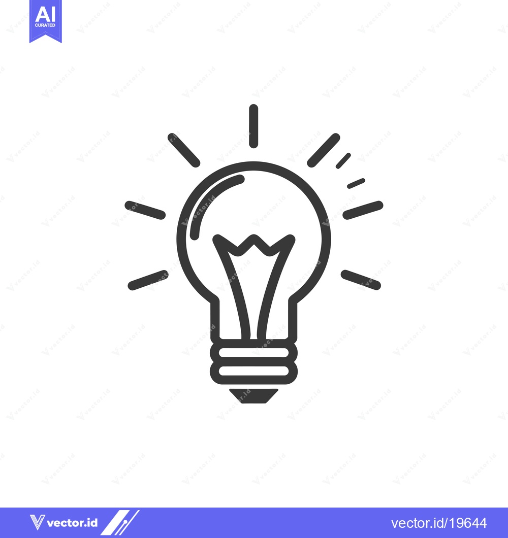 Premium Vector dari A simple line drawing of a light bulb with rays emanating from it