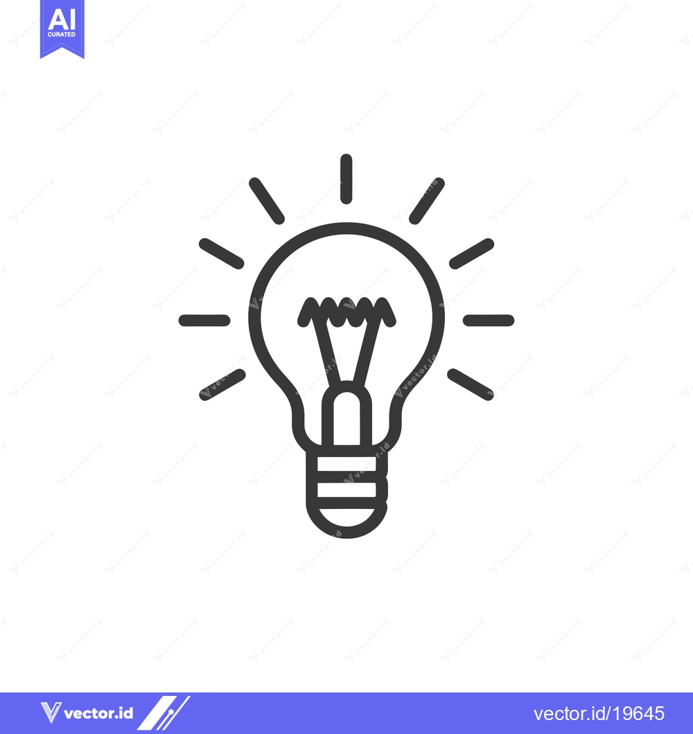 Premium Vector dari A Simple Line Drawing of a Light Bulb with Rays Emitting from It