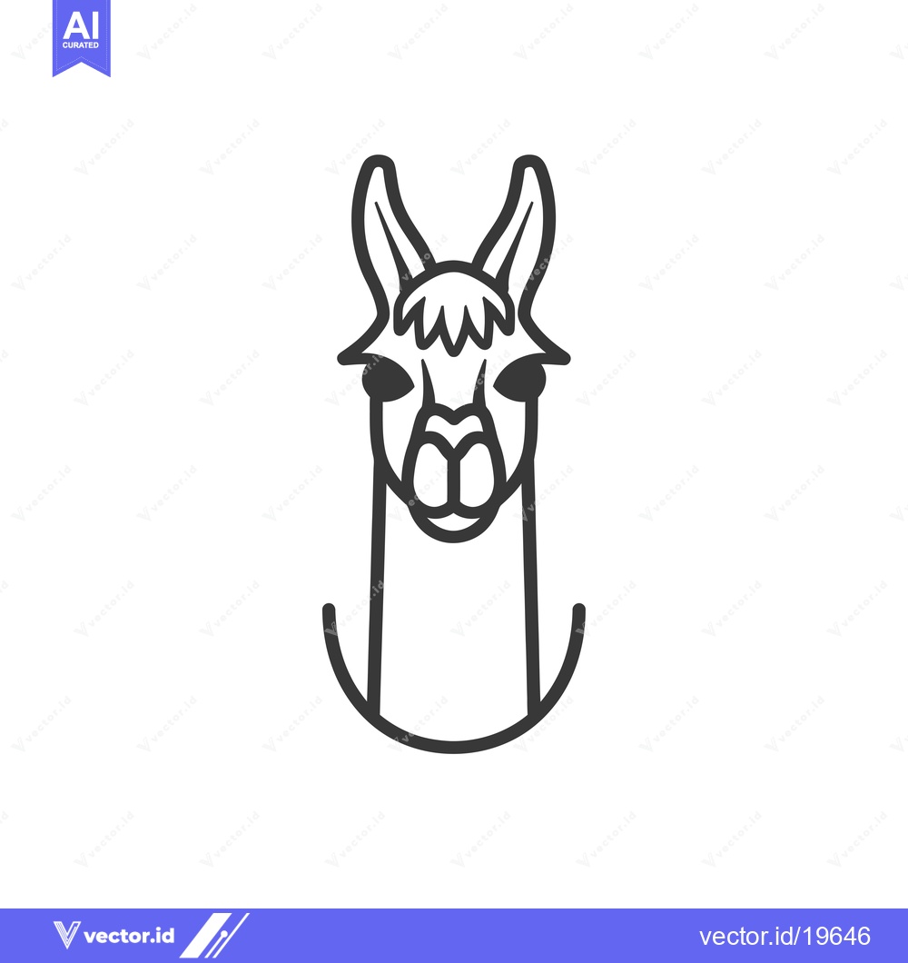 Premium Vector dari A Simple Line Drawing of a Llama's Head and Neck
