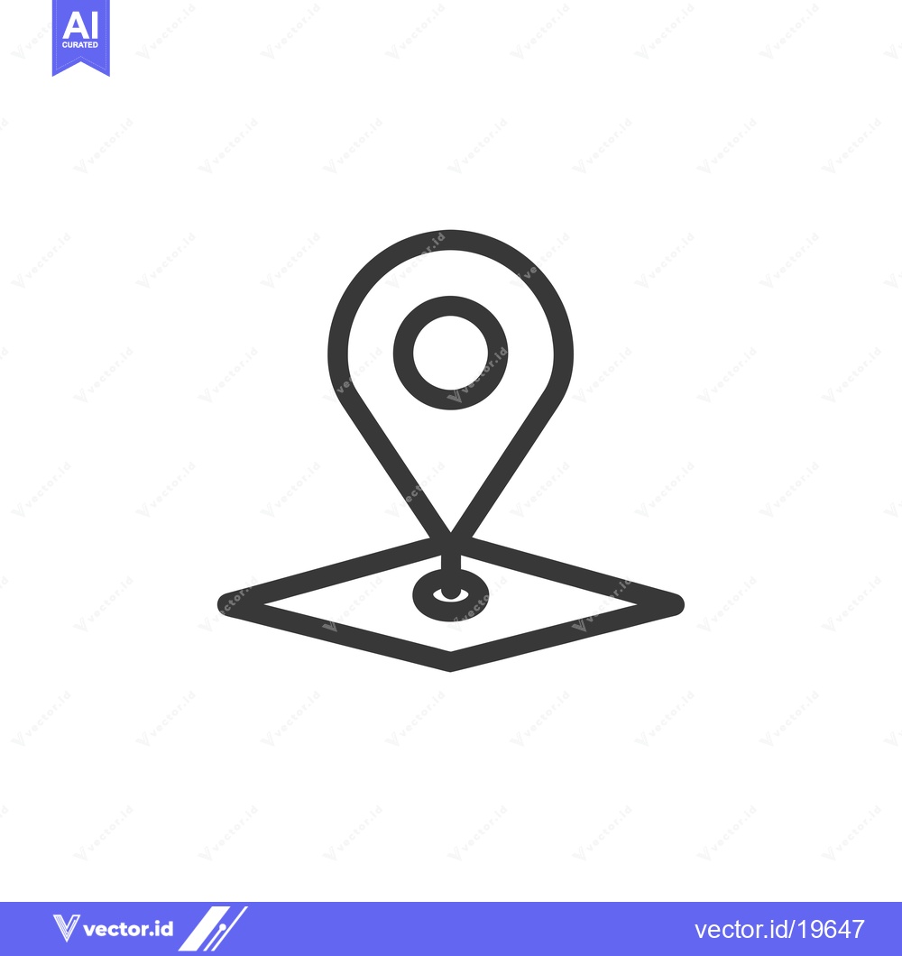 Premium Vector of A Simple Line Drawing of a Location Pin on a Map