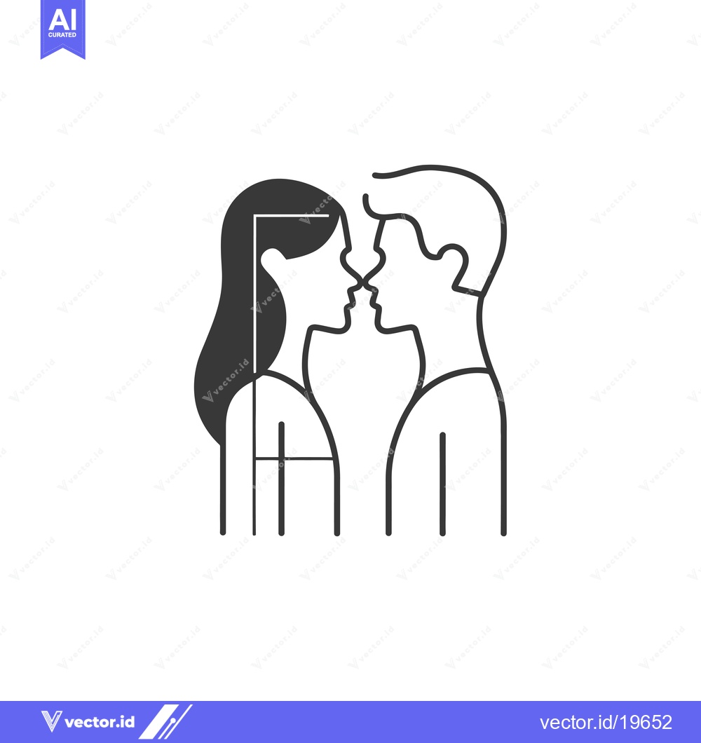 Premium Vector dari A Simple Line Drawing of a Man and Woman Facing Each Other