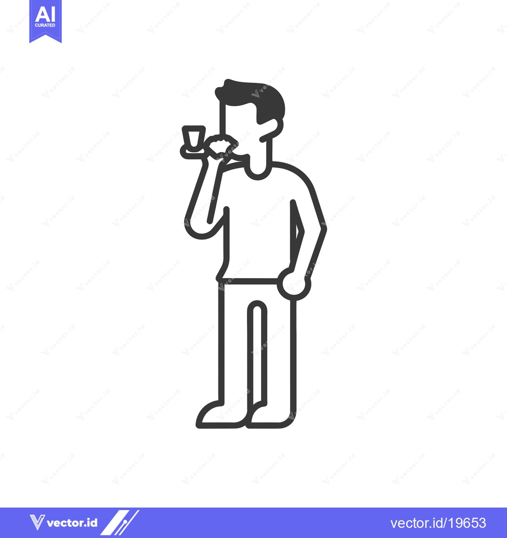 Premium Vector dari A simple line drawing of a man drinking from a glass