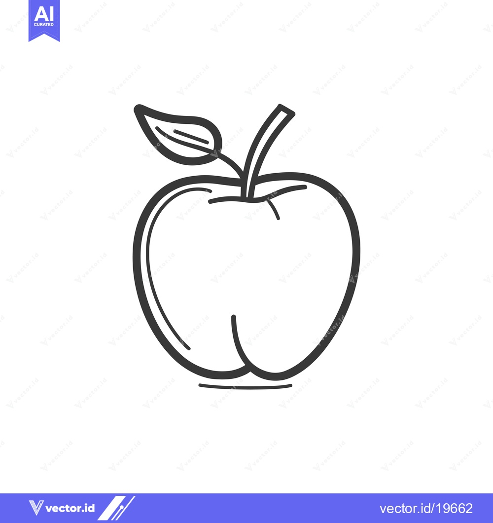 Premium Vector dari A Simple Line Drawing of an Apple with a Leaf