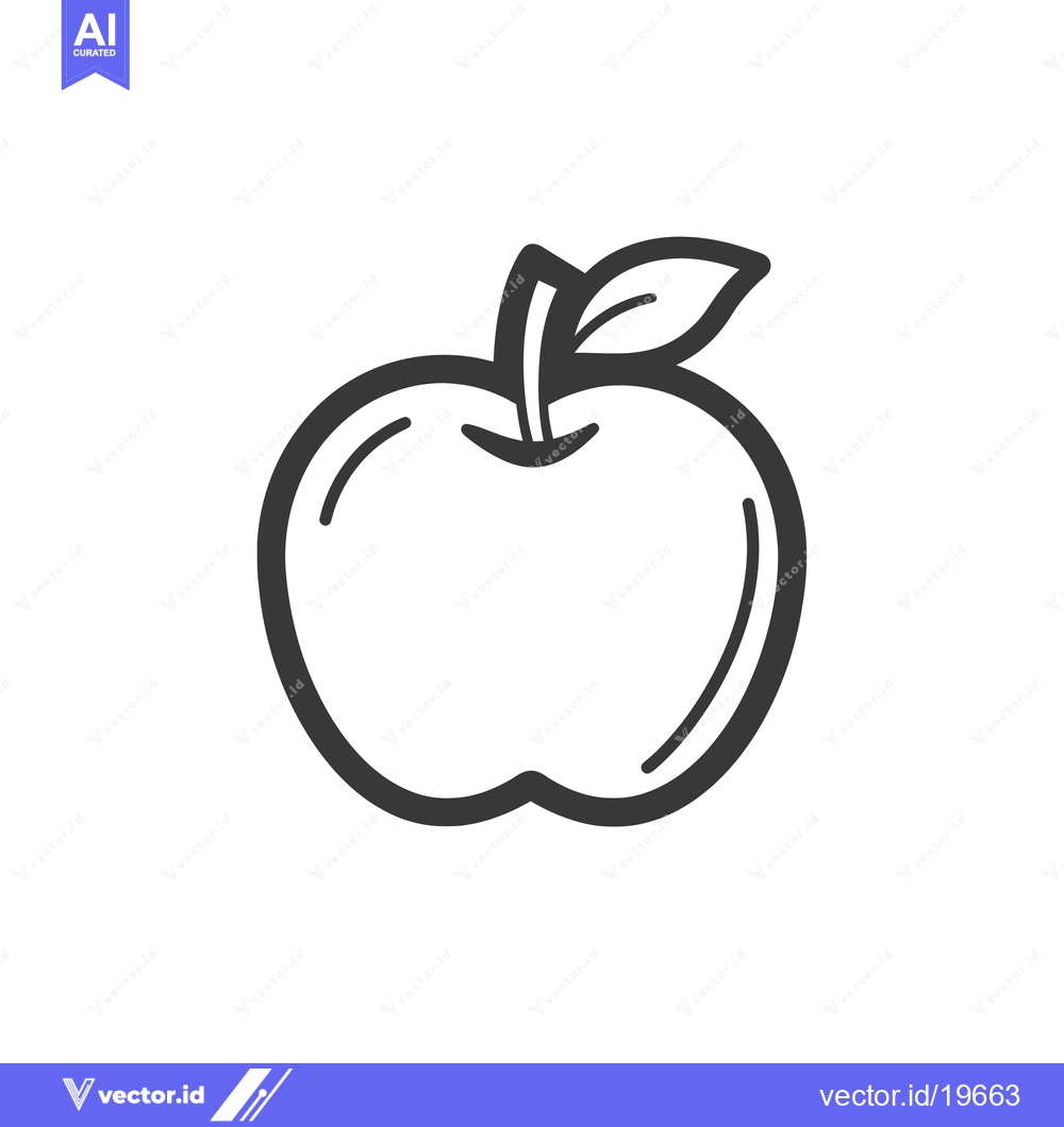 Premium Vector of A simple line drawing of an apple with a leaf