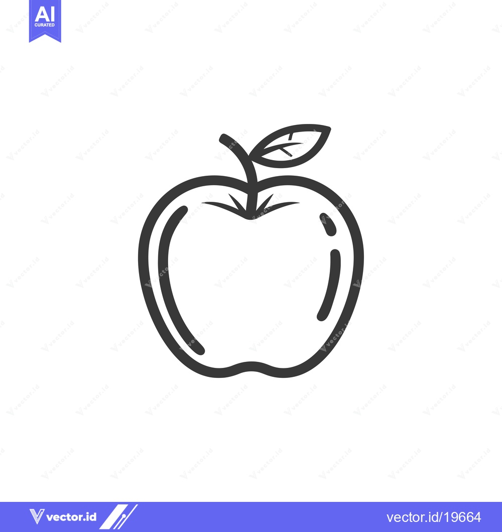 Premium Vector dari A simple line drawing of an apple with a leaf