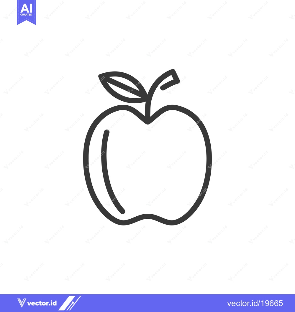 Premium Vector dari A Simple Line Drawing of an Apple with a Leaf